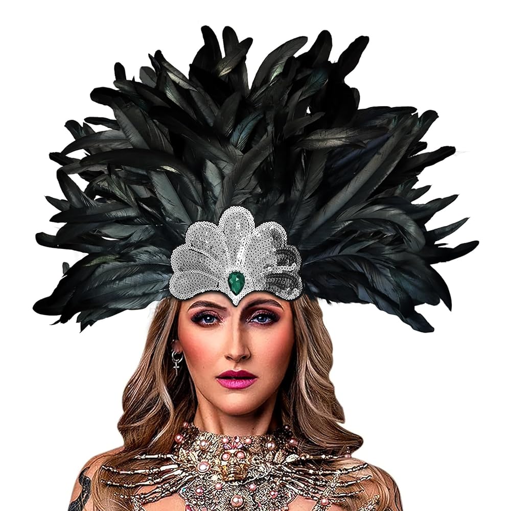 Carnival Feather and Bead Headpiece