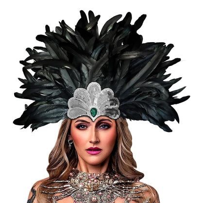 Carnival Feather and Bead Headpiece