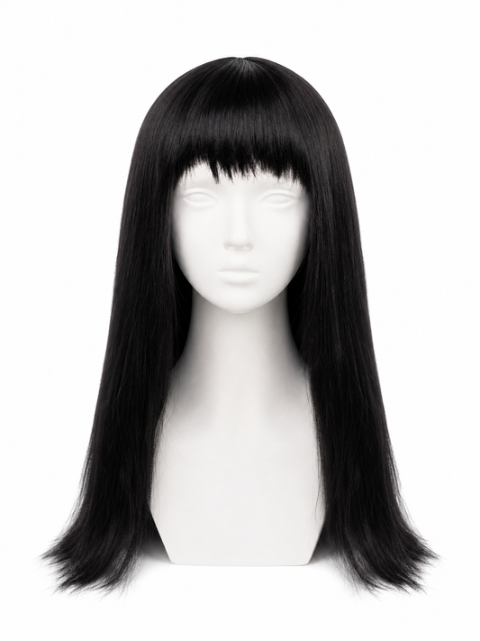 Long Wig with Straight Hair and Blunt Bangs