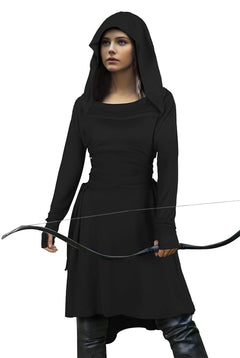 Black medieval-style hooded tunic