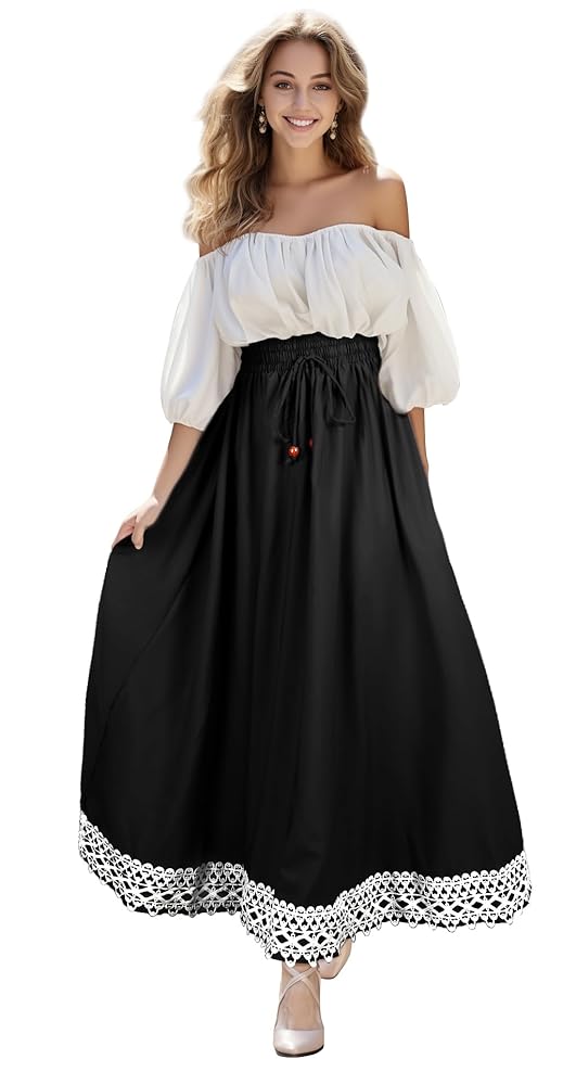 Black boho lace maxi skirt