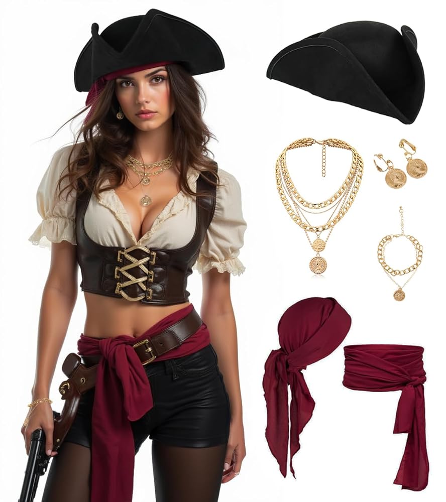 Pirate Costume Hat with Accessories