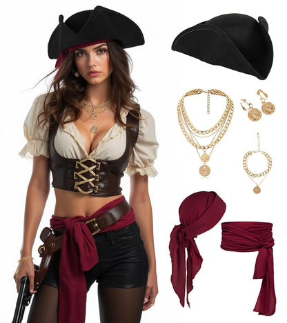 Pirate Costume Hat with Accessories
