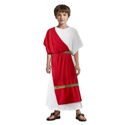 Ancient Greek-Style Costume with Red Draping