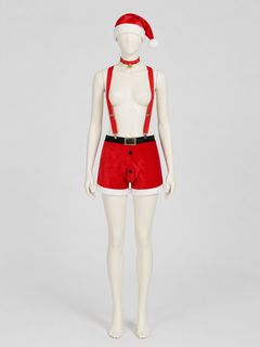 Christmas costume with shorts, hat, and collar