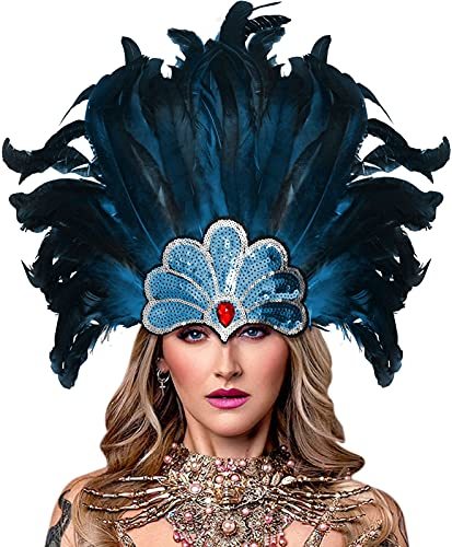 Carnival Feather and Bead Headpiece