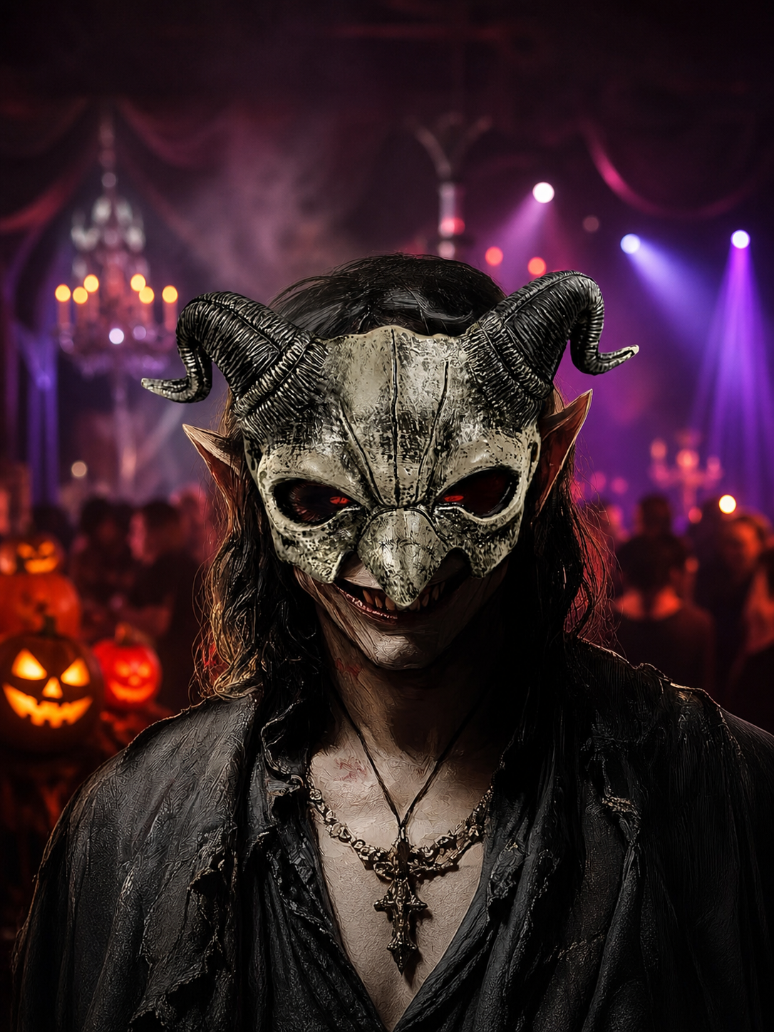 Demonic Half Mask for Halloween, Cosplay, and Photo Shoots