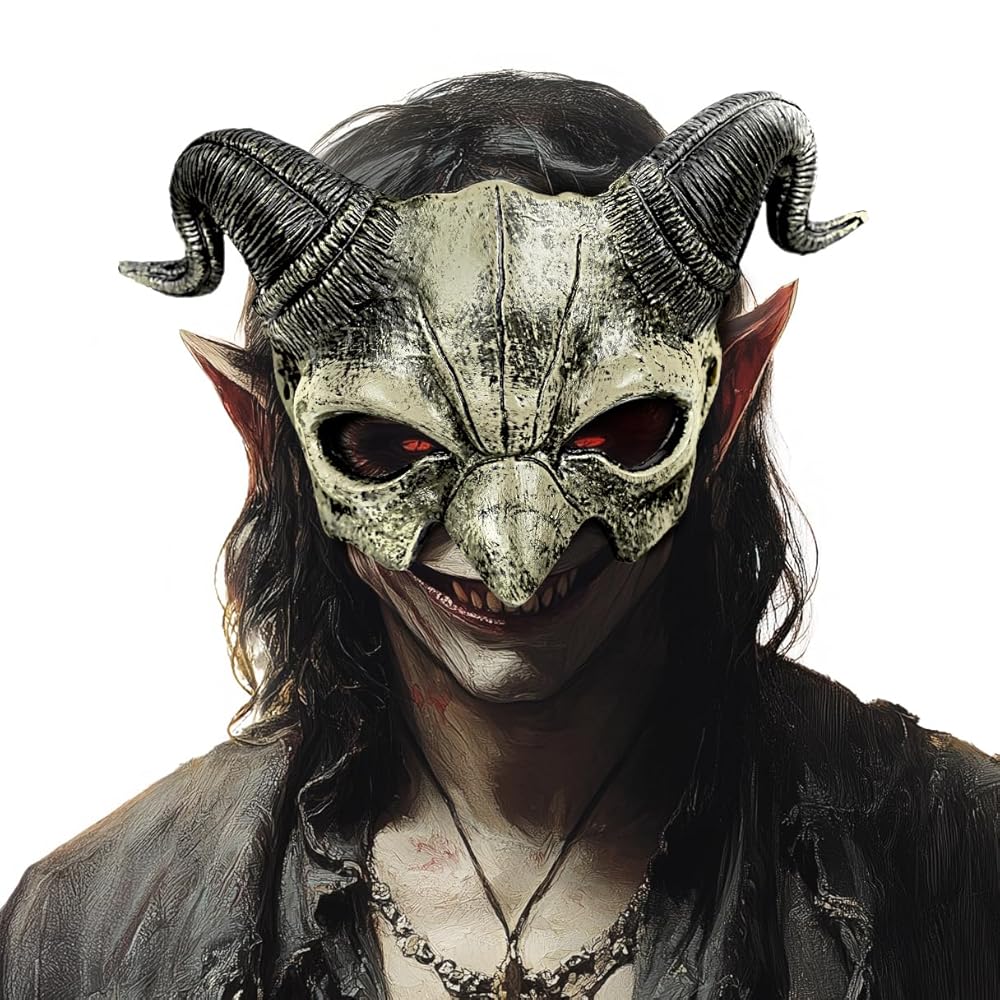 Demonic Half Mask for Halloween, Cosplay, and Photo Shoots