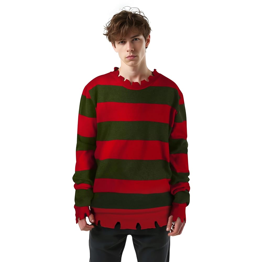 Striped Horror-Style Sweater for Costume Parties