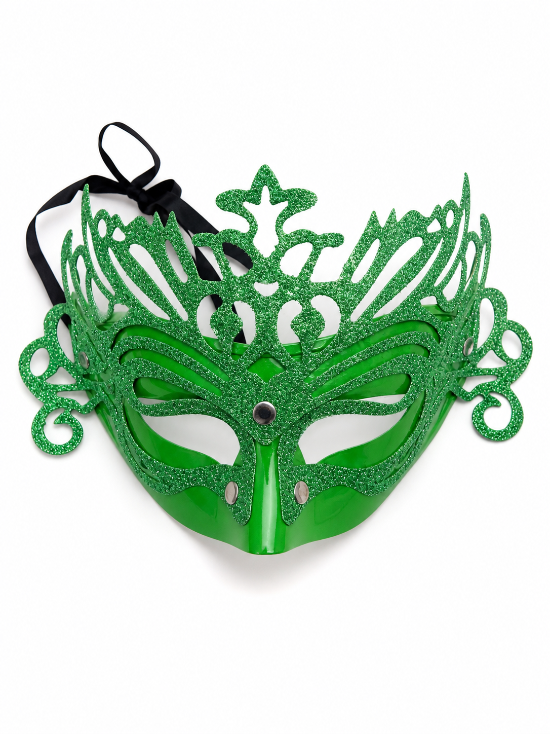 Green Glitter Carnival Headdress Mask