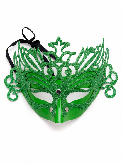 Green Glitter Carnival Headdress Mask