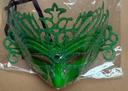 Green Glitter Carnival Headdress Mask