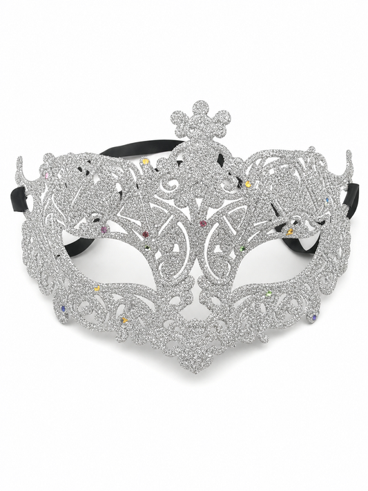 Carnival eye mask with silver glitter