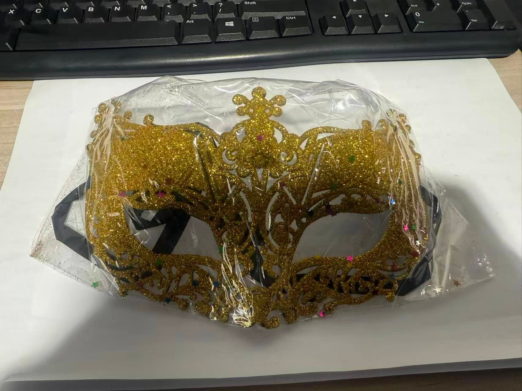 Masquerade Eye Mask with Gold Glitter