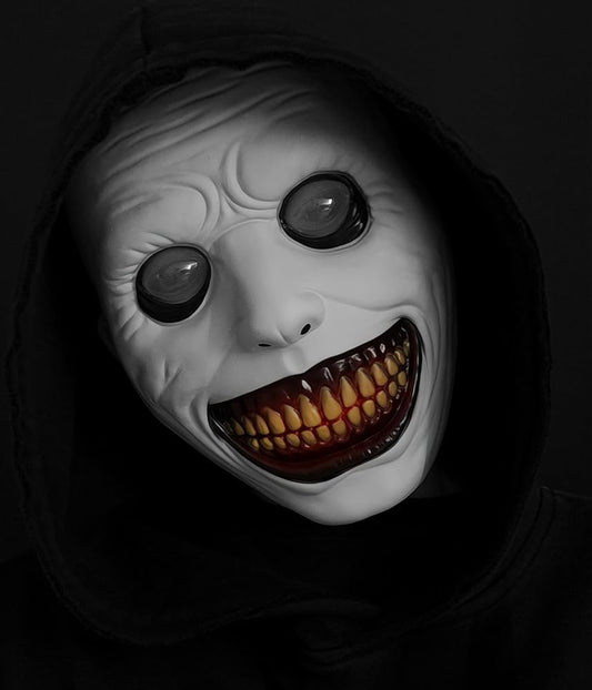 1pc Halloween Grinning Horror Face Mask, Full Face Creepy Costume Style