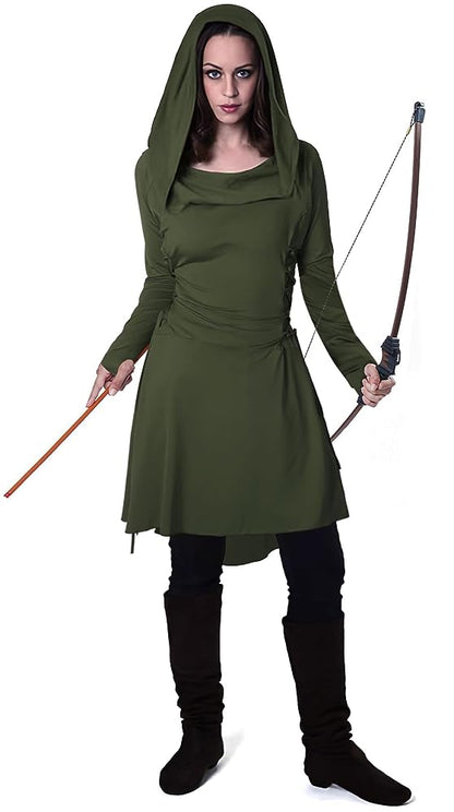 Olive Medieval Hooded Tunic