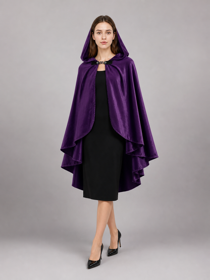 Purple Hooded Medieval Costume Cloak