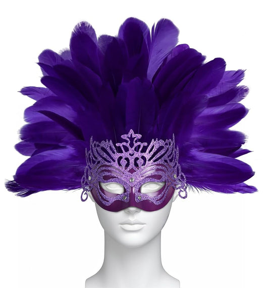 Carnival Mask with Purple Feathers