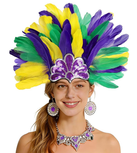 Carnival Feather and Sequin Headpiece