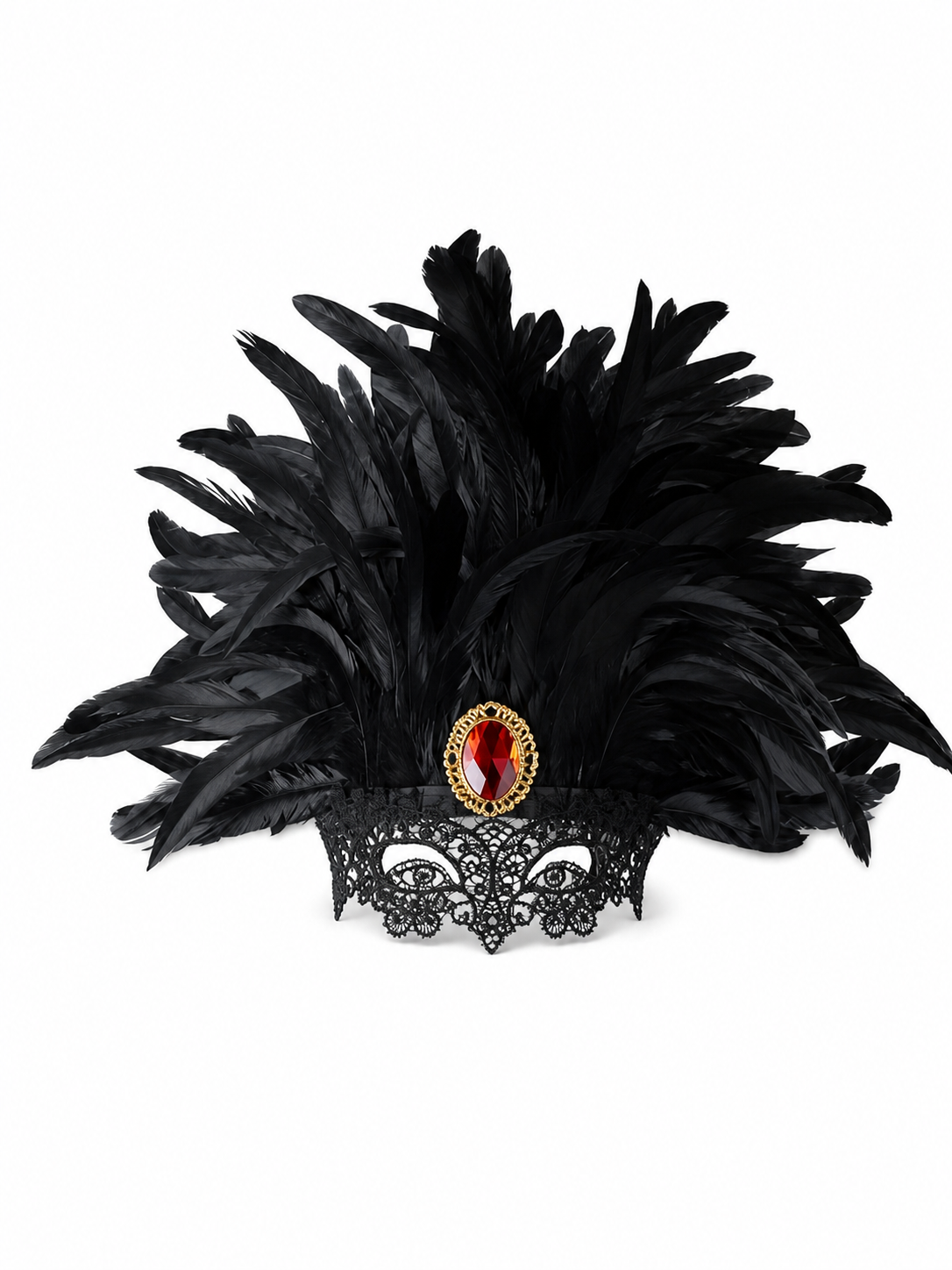 Carnival headpiece with black feathers