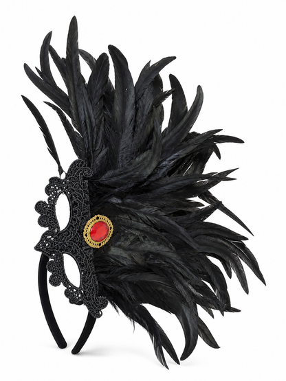 Carnival Headpiece with Black Feathers