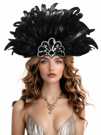 Carnival feather and sequin headpiece