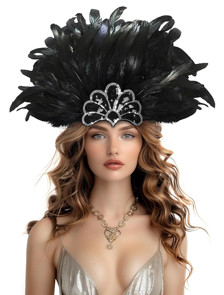 Carnival feather and sequin headpiece