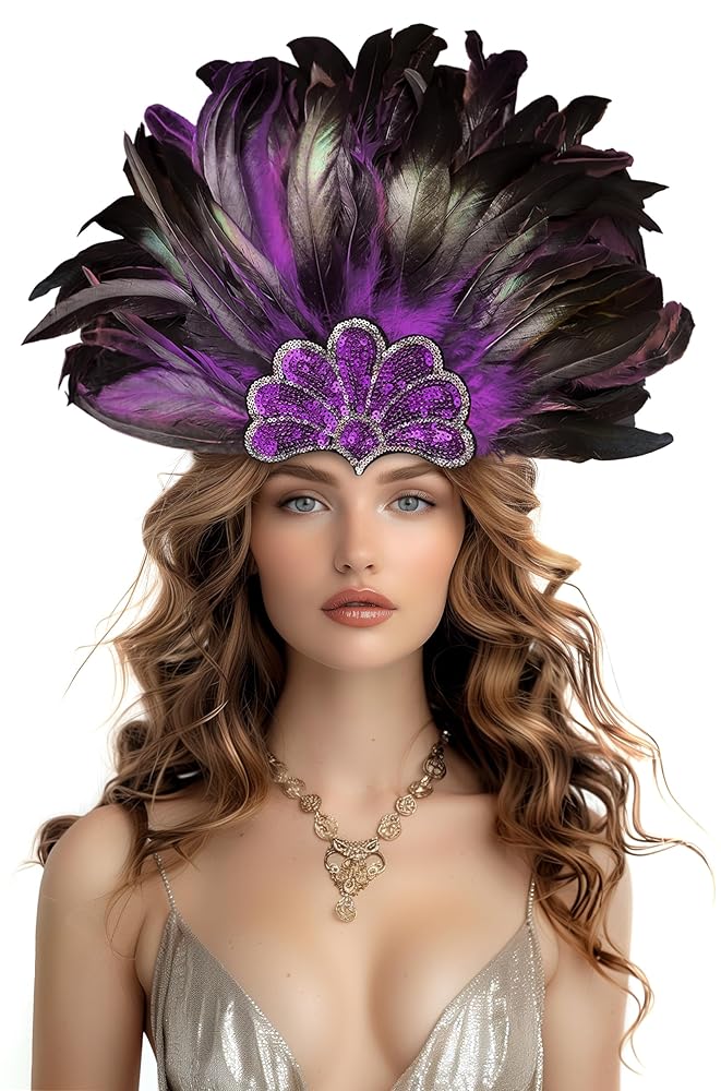 Carnival Headpiece with Purple Feathers