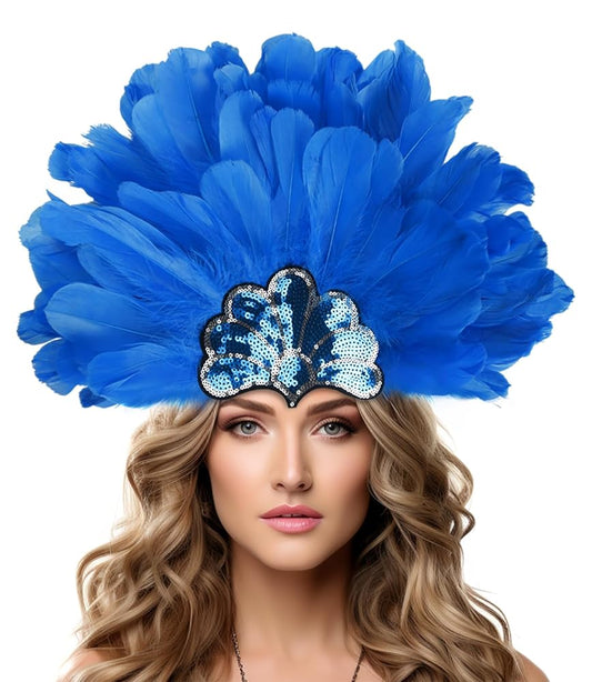 Carnival Headpiece with Blue Feathers