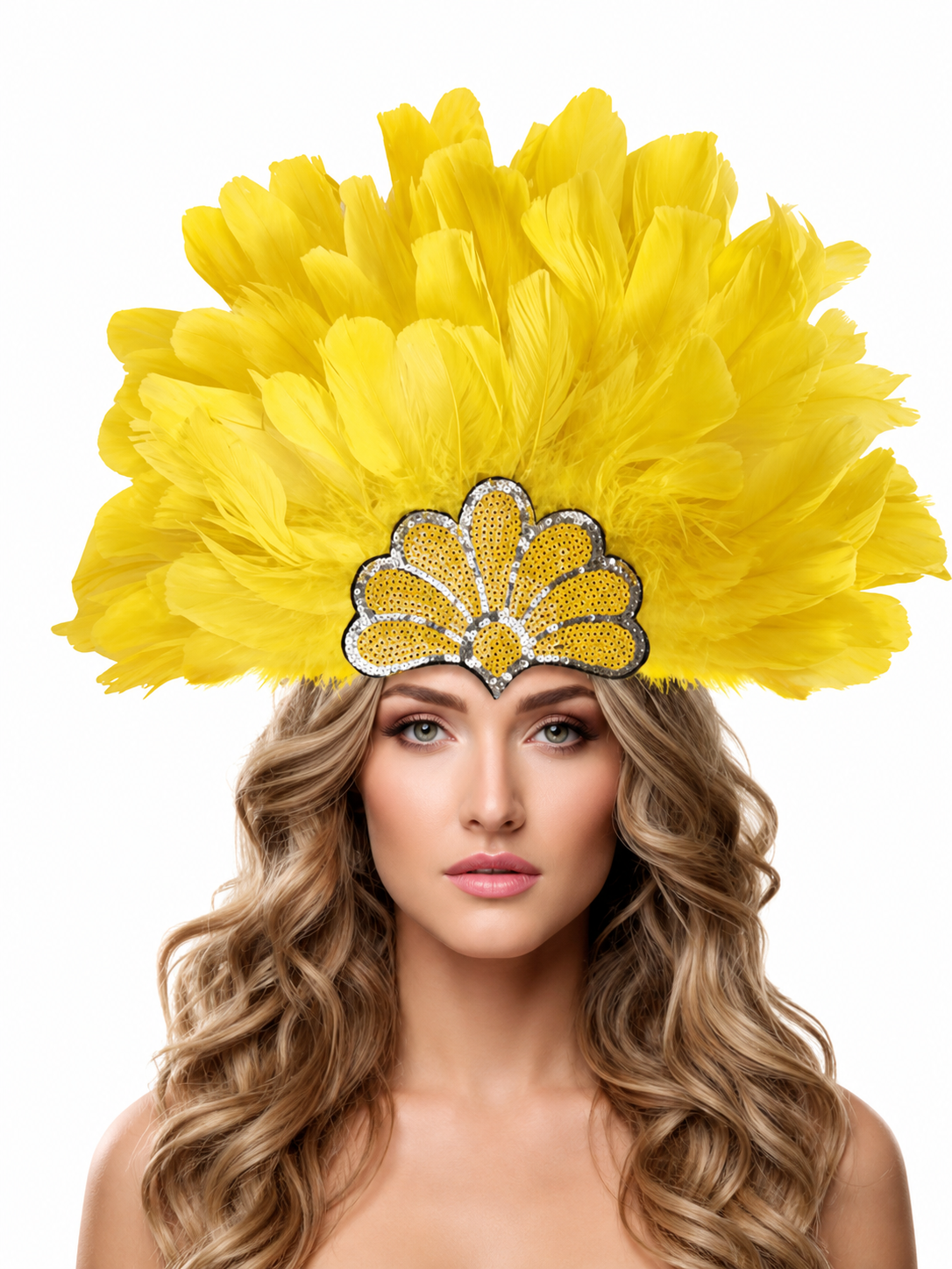 Carnival Headpiece with Yellow Feathers