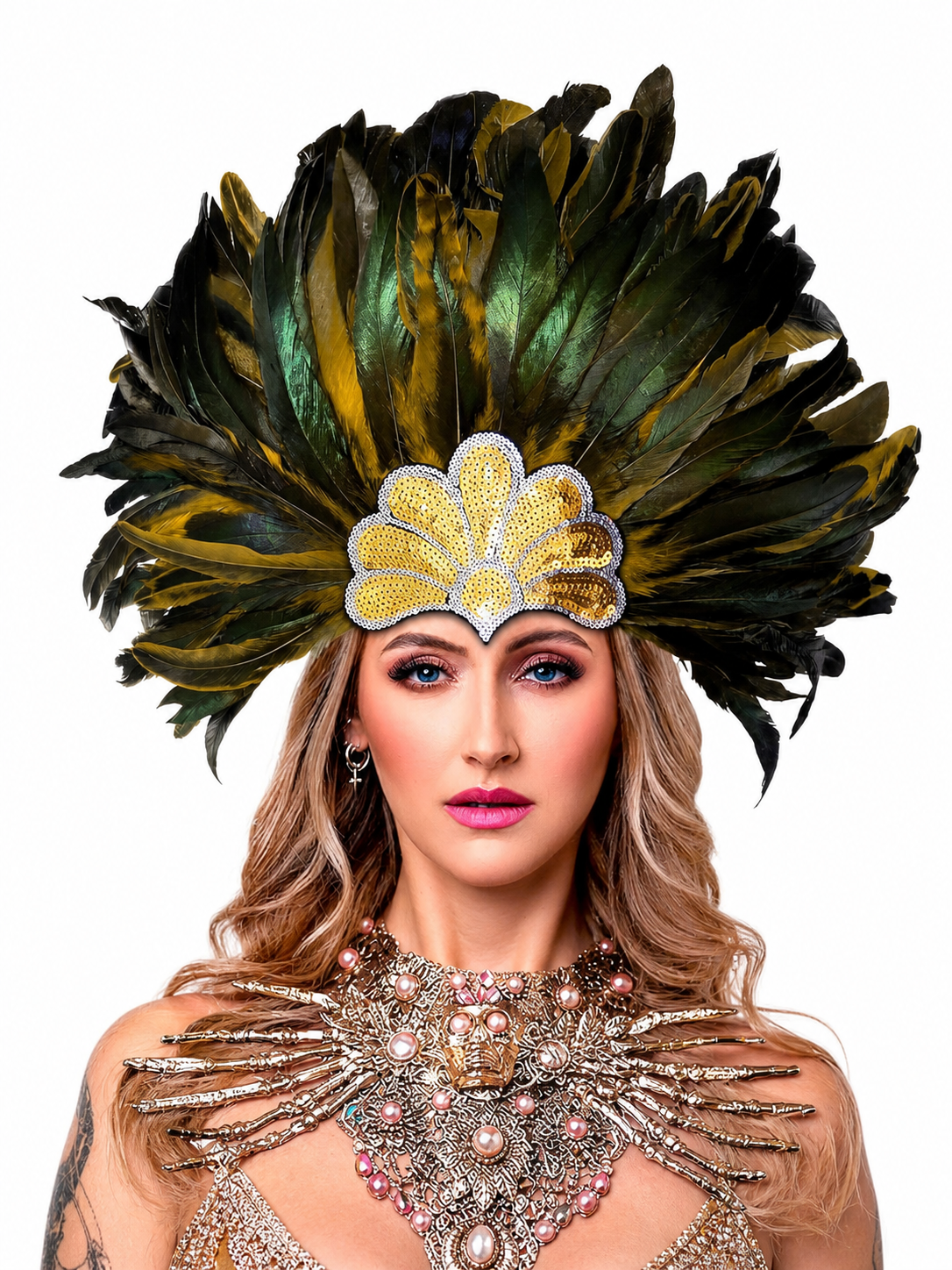 Carnival Feather and Sequin Headpiece