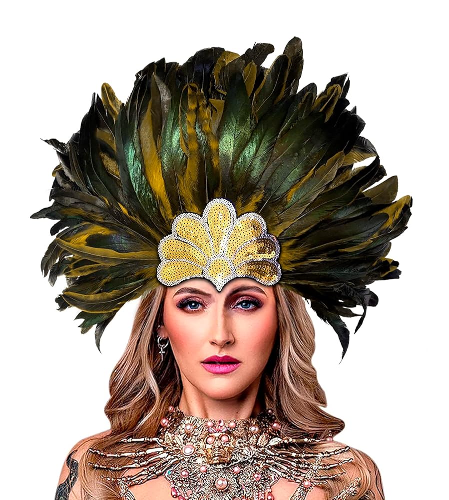 Carnival Feather and Sequin Headpiece