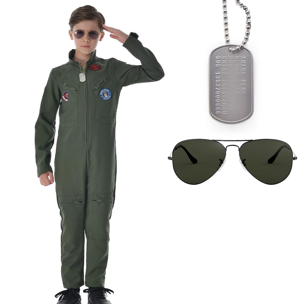 Pilot costume with goggles and an ID tag for role play