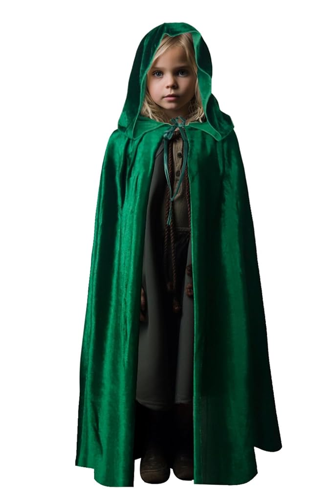 Dark Green Hooded Costume Cloak