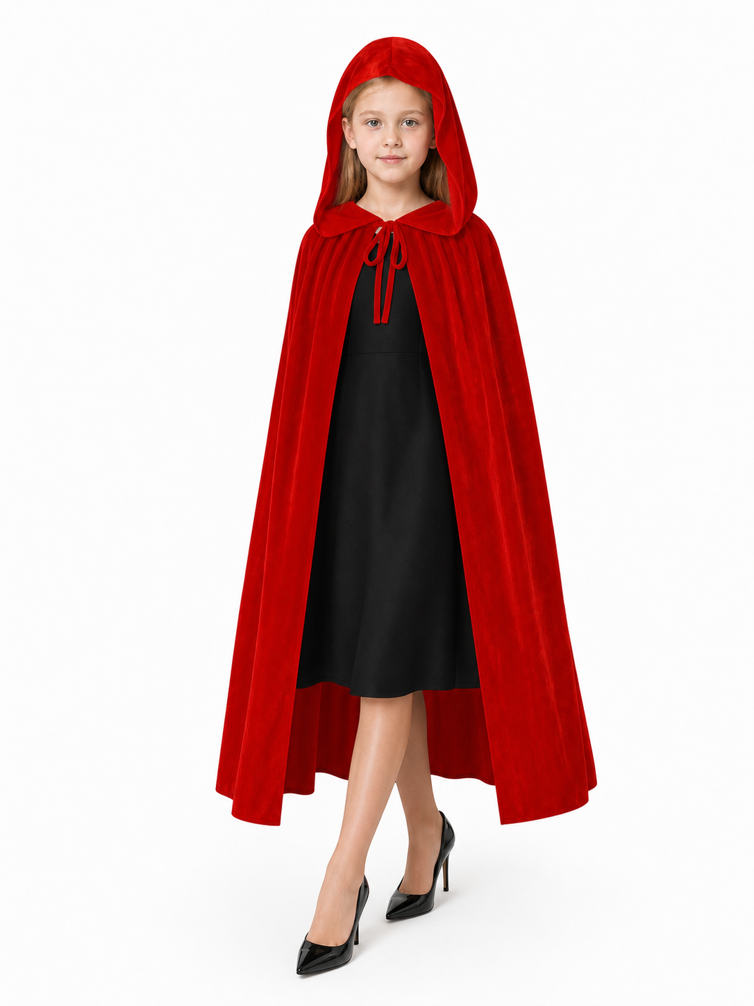 Red Carnival Cape with a Large Hood