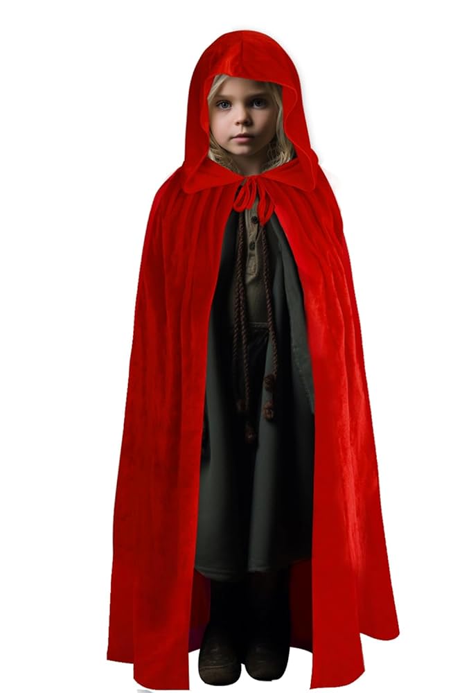 Red Carnival Cape with a Large Hood