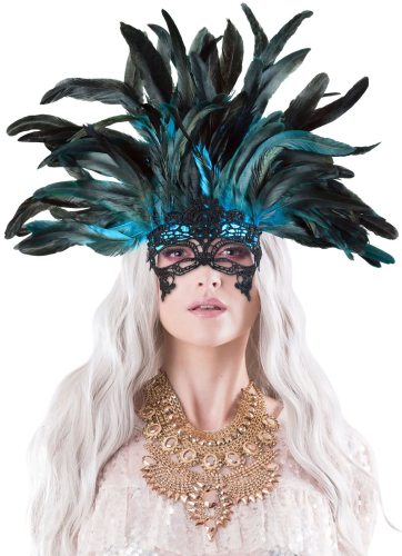 Carnival Feather Headpiece with Mask