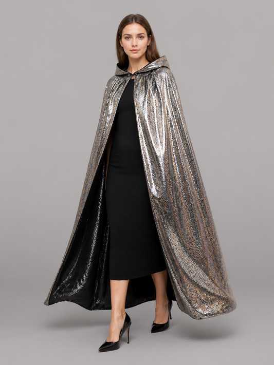 Silver Carnival Cloak with Hood