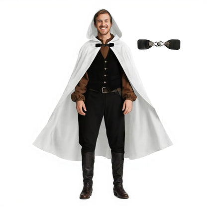 White medieval costume cloak with hood
