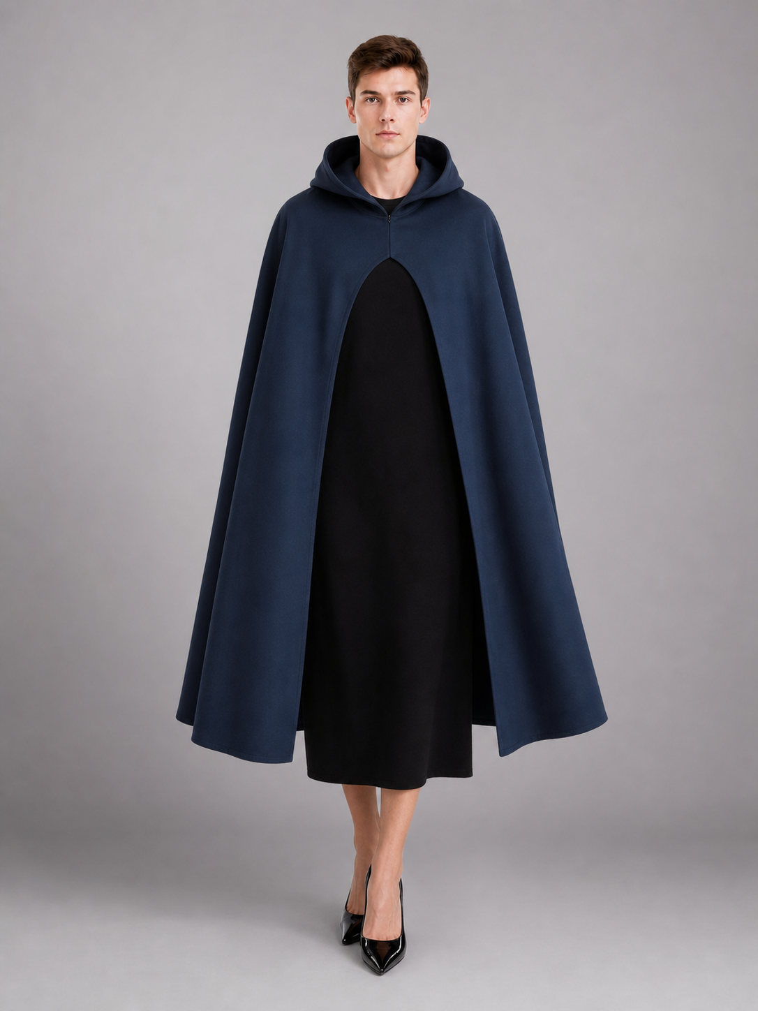 Dark Blue Hooded Costume Cloak