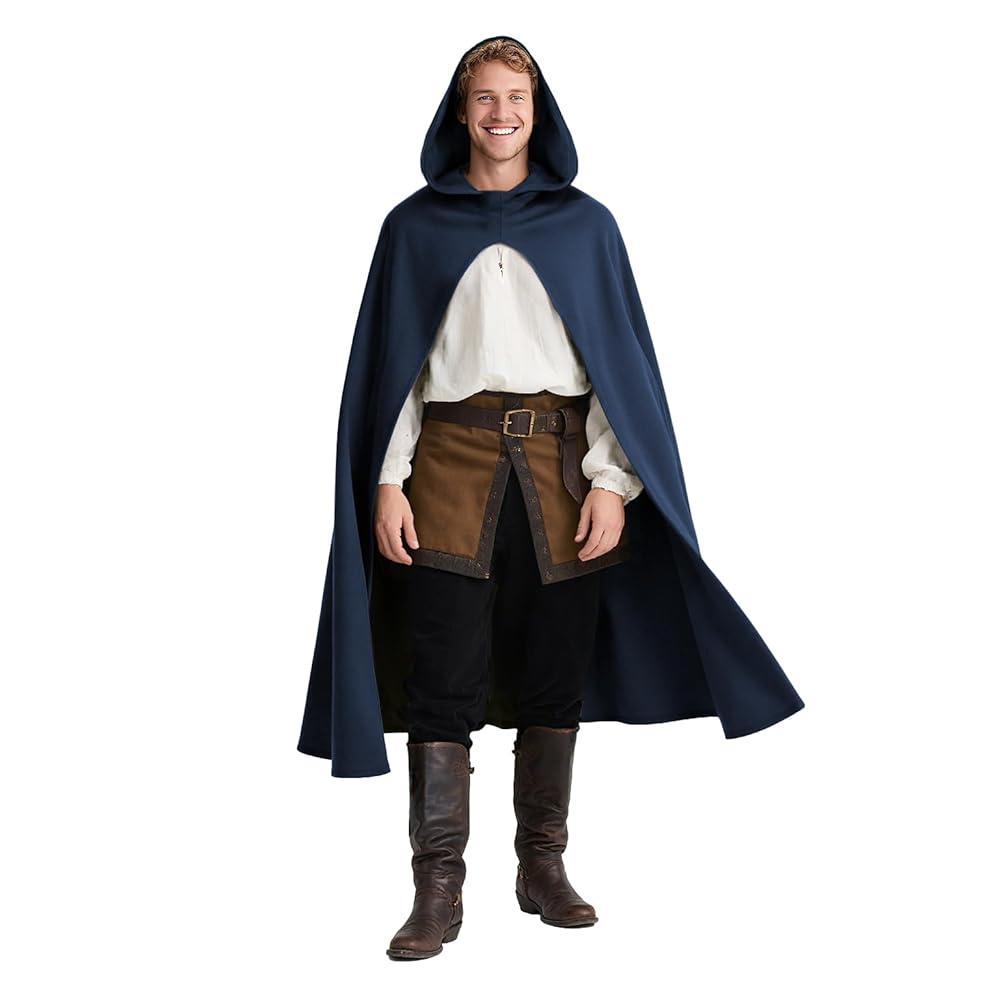 Dark Blue Hooded Costume Cloak