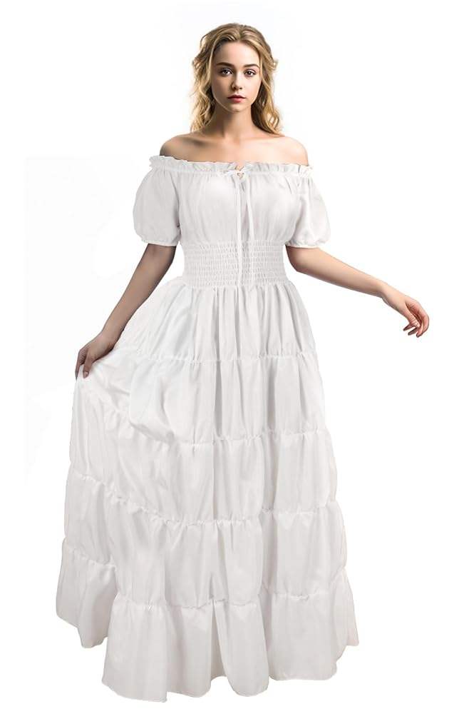 White Off-the-Shoulder Tiered Maxi Dress