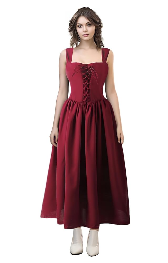 Medieval Long Dress with Corset Lacing