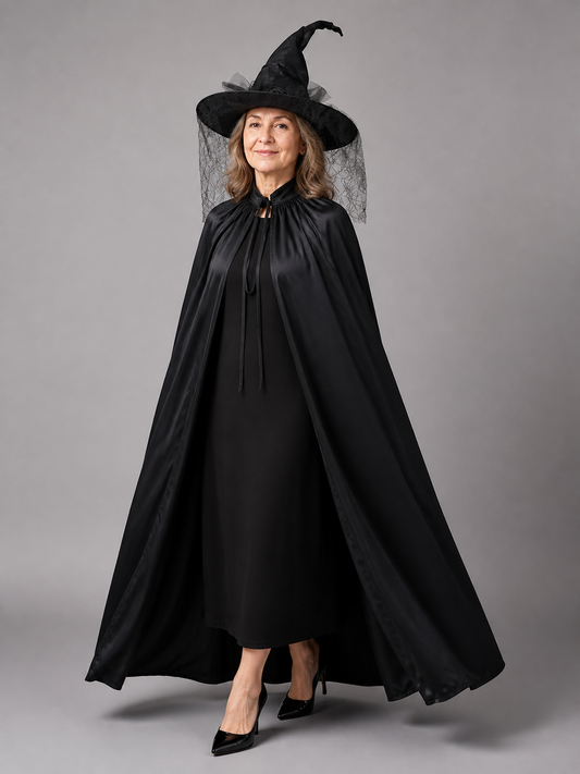 Black Carnival Cloak with Pointed Hat