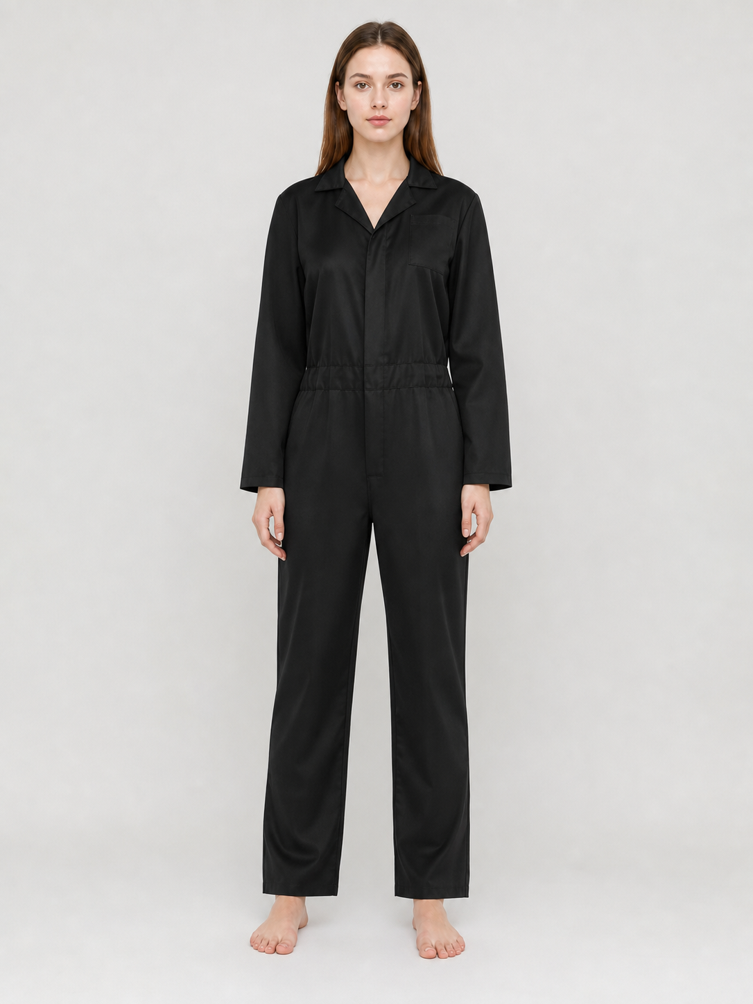 Miles Black Long-Sleeve Jumpsuit