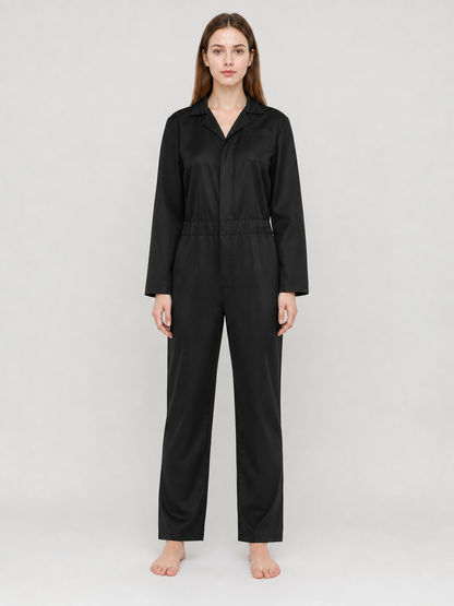 Miles Black Long-Sleeve Jumpsuit