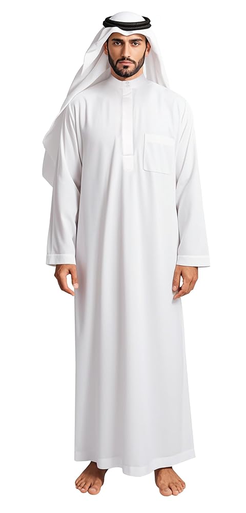 Traditional long white robe with head covering
