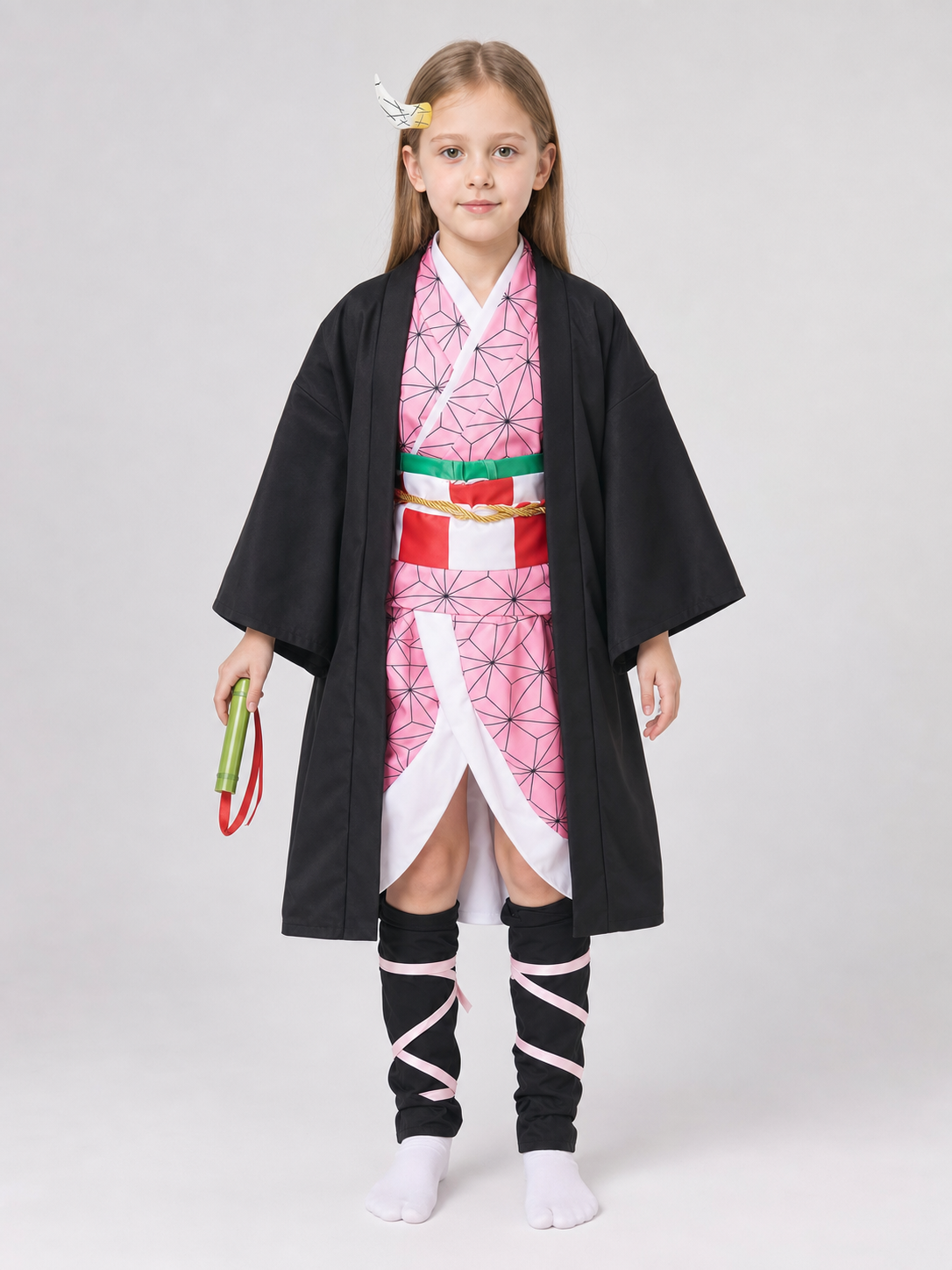 Nezuko Cosplay Costume with Horns, Accessory Set