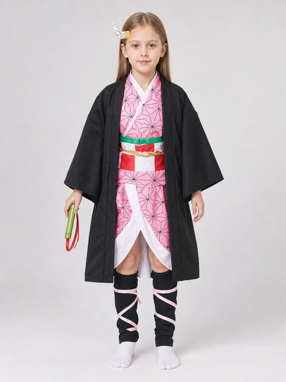 Nezuko Cosplay Costume with Horns, Accessory Set