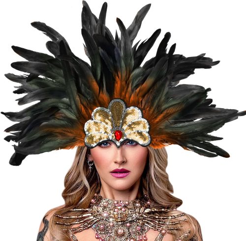Carnival Feather and Bead Headpiece